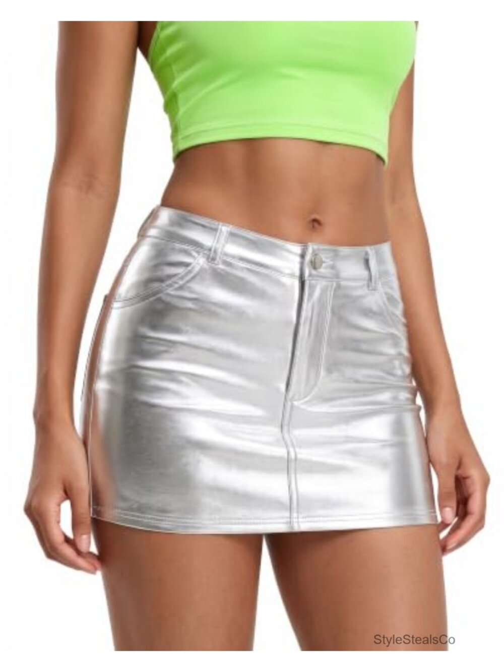 Women's Metallic Sparkly Mini Skirt Stretchy Low Waist Bodycon Party Cargo